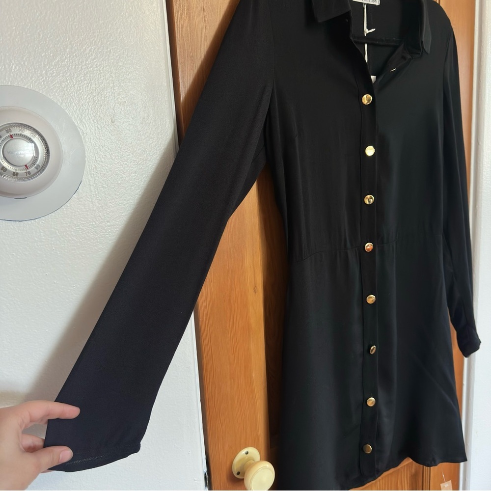 reformation hugh button up long sleeve mini shirt dress - Picture 6 of 8